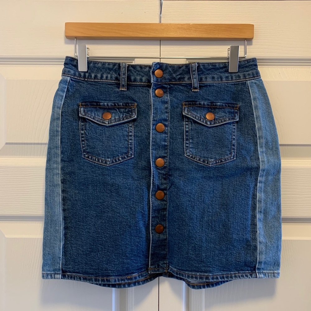 Madewell Stretch Denim Straight Mini Skirt, size 28
